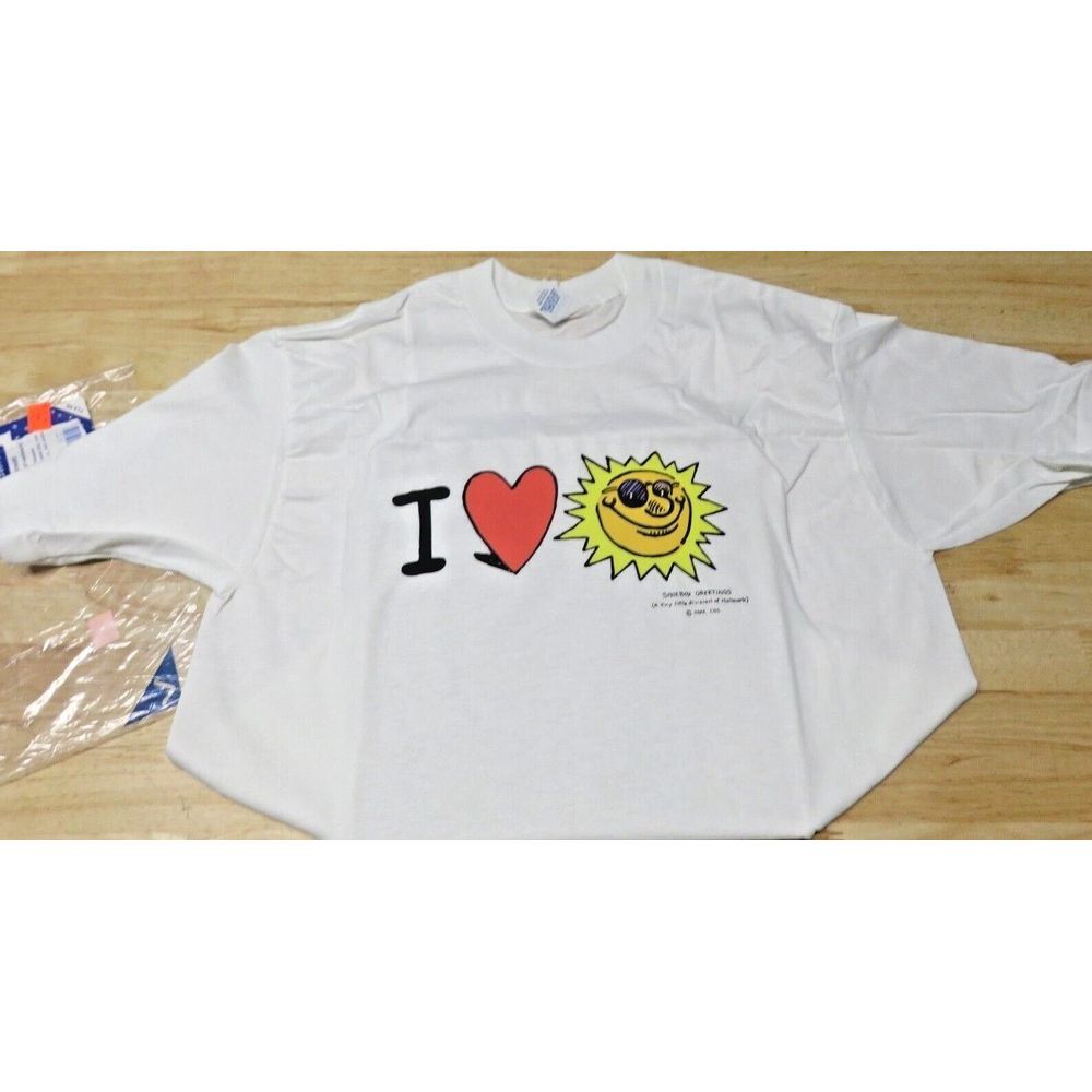 Vintage Shoebox Hallmark Spring Ford T Shirt White Size‎ L 50 I Love Sun Summer